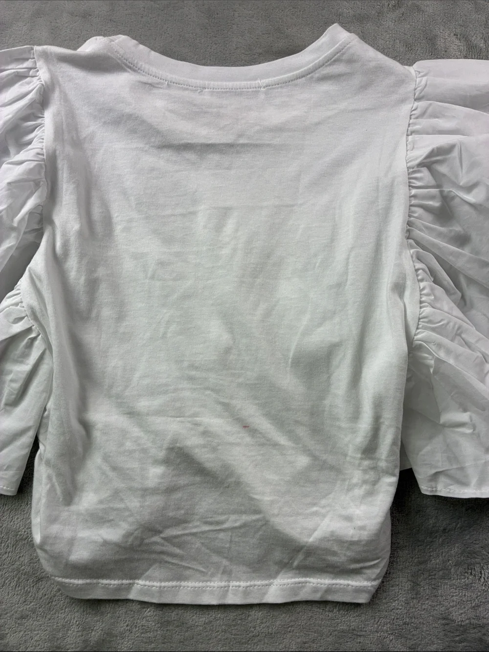 Zara Womens M White Oversized Flutter Sleeve Ruched Front Blouse Top